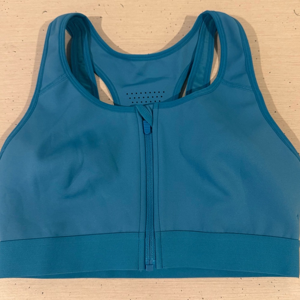 NWT Fabletics Blue Zip-Front Sports Bra